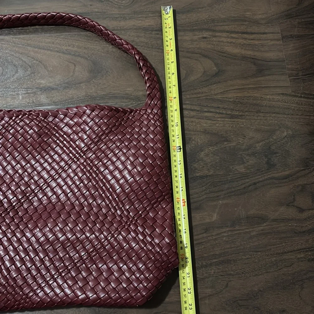 Anthropologie Woven Leather Hobo Bag in Deep Burgundy - Picture 3 of 10
